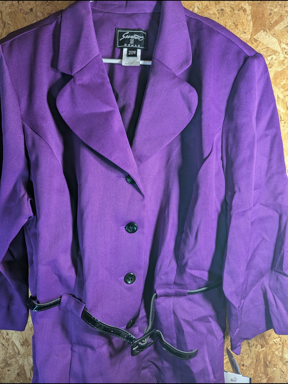 Sweet Suit Knit Purple Belted Blazer Jacket - Classic Notch Lapel